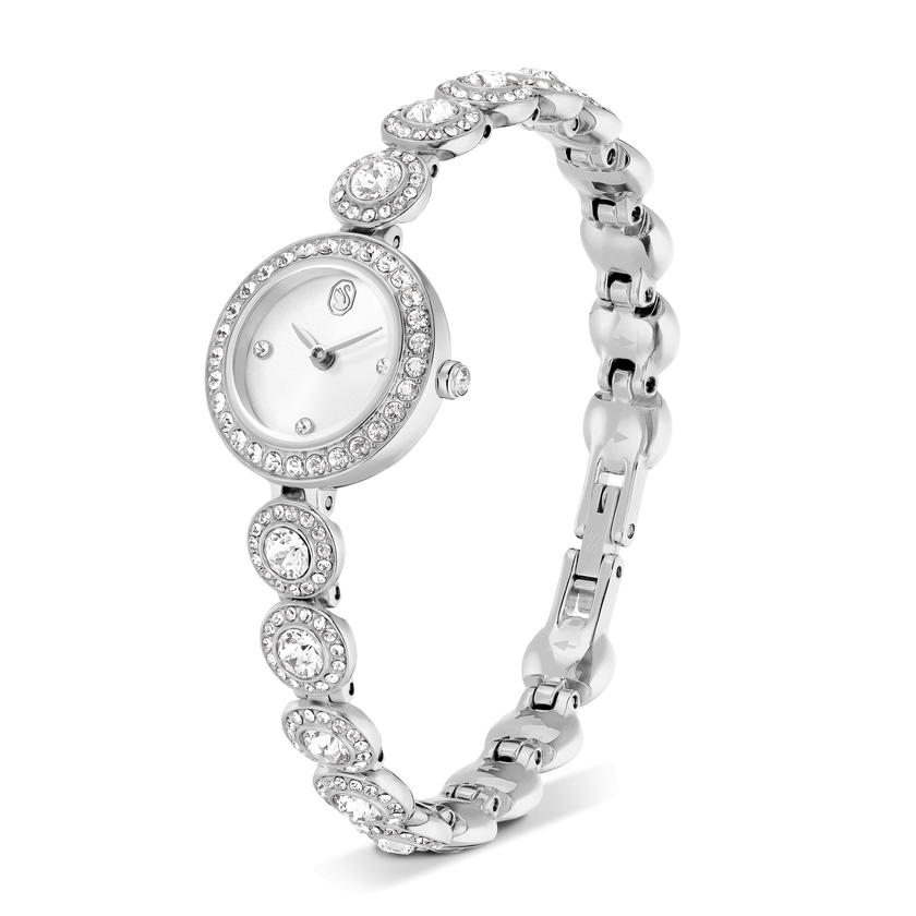 swarovski una angelic watch  crystal bracelet  silver tone  stainless steel
