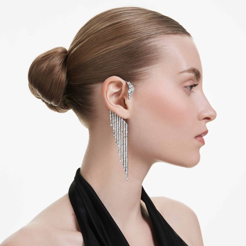 swarovski the vienna collection ear cuffs  swan  white  ruthenium plated