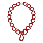 Tigris Statement Necklace, Red, Palladium plated