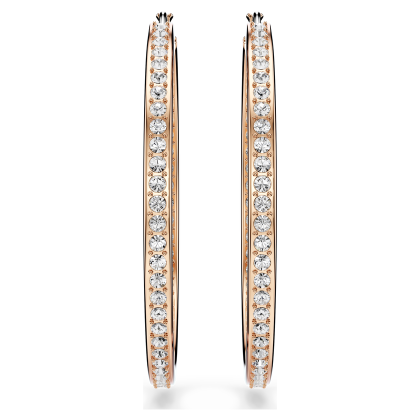 swarovski sommerset hoop earrings  white  18k rose gold finish