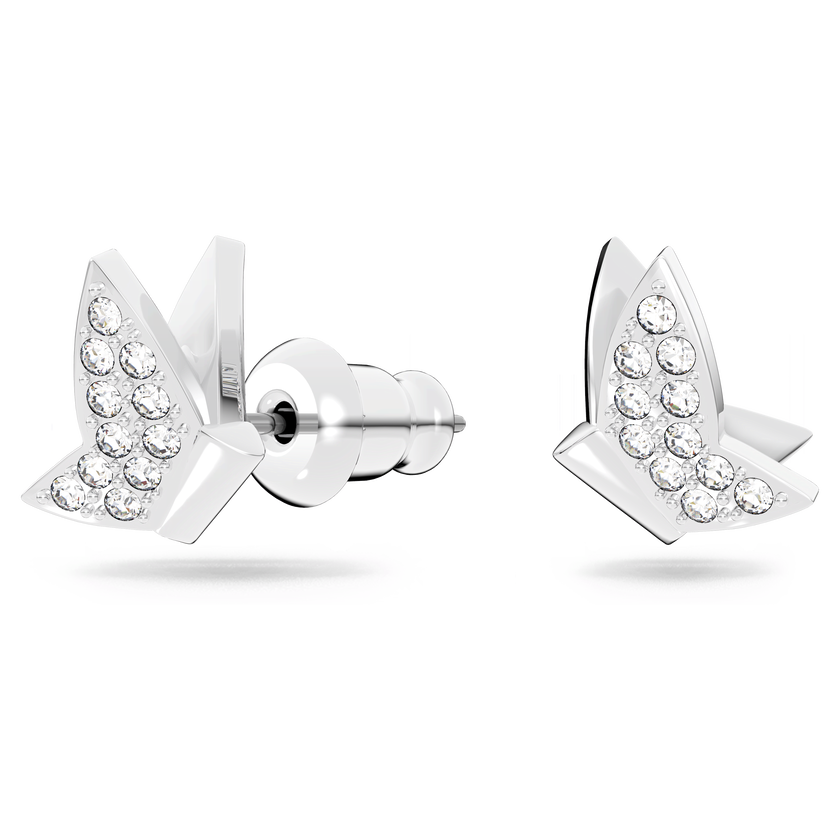 swarovski lilia stud earrings  butterfly  white  rhodium plated