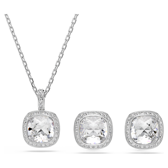 swarovski una angelic set  cushion cut  white  rhodium plated