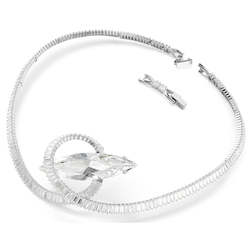swarovski matrix choker  baguette cut  white  rhodium plated
