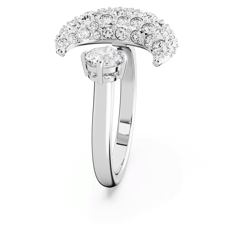 swarovski sublima open ring  moon  white  rhodium plated