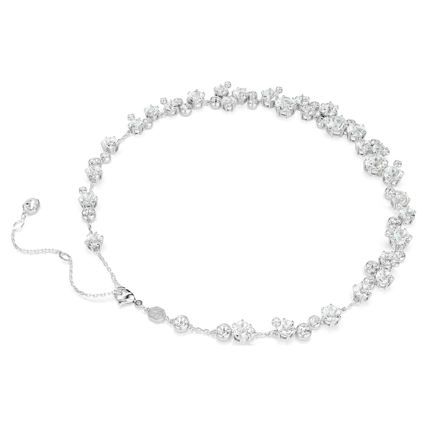 swarovski constella necklace  round cut  white  rhodium plated