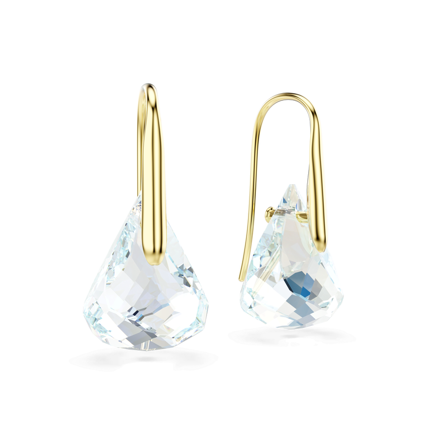 swarovski lunar drop earrings  oval cut  white  18k gold finish