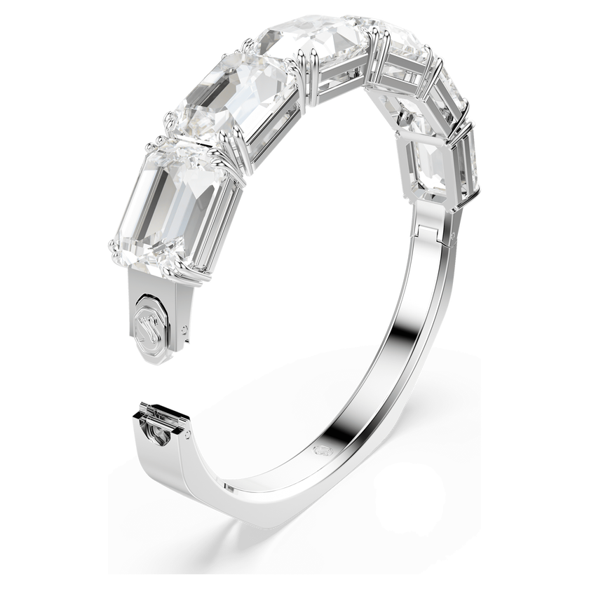swarovski millenia bangle  octagon cut  white  rhodium plated