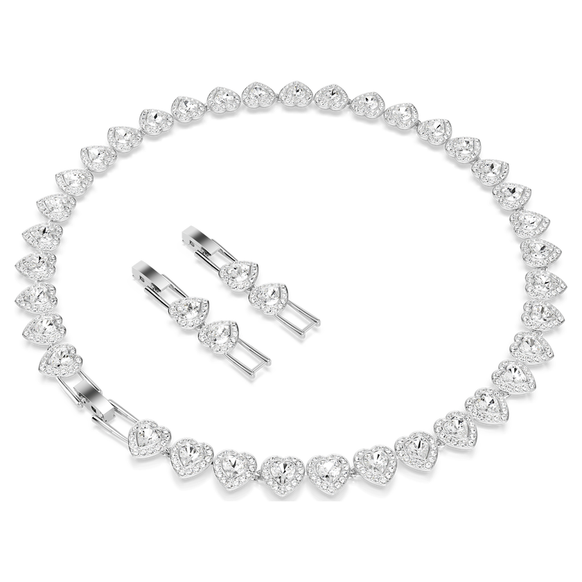 ariana grande x swarovski tennis necklace  mixed cuts  heart  white  rhodium plated