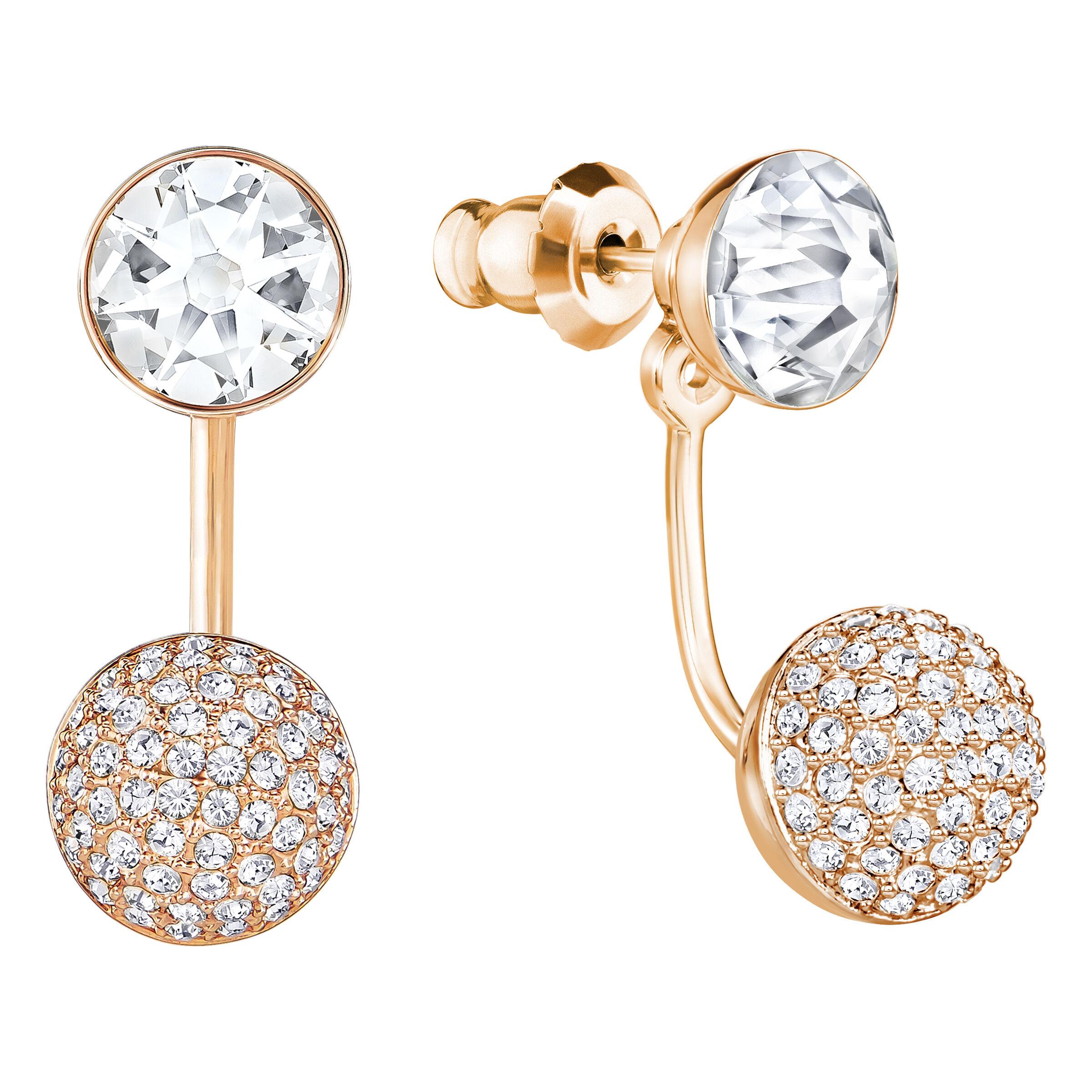 swarovski forward earring jackets  round cut  white  rose gold tone plated