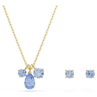swarovski mesmera set  set  2   mixed cuts  blue  18k gold finish