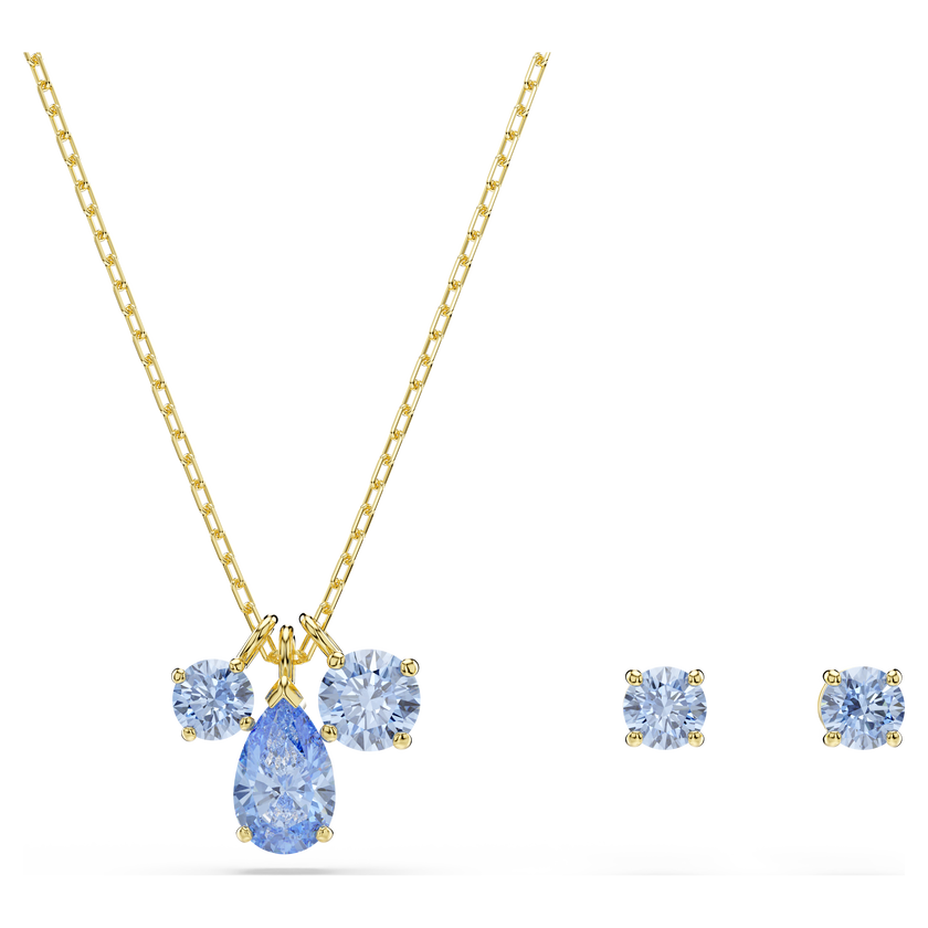 swarovski mesmera set  set  2   mixed cuts  blue  18k gold finish