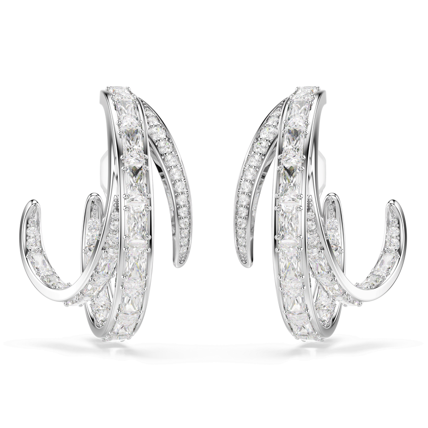swarovski vienna clip earrings  mixed cuts  white  rhodium plated