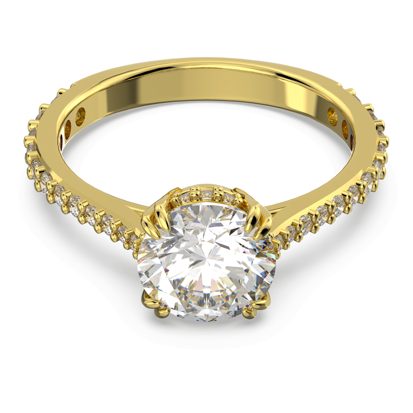 swarovski stilla cocktail ring  round cut  pav   white  gold tone plated