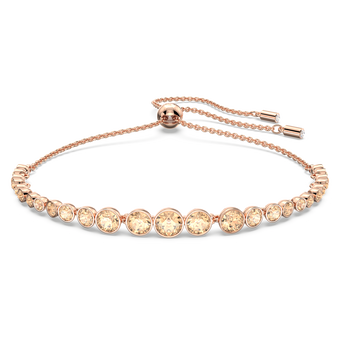 swarovski emily bracelet  mixed round cuts  pink  rose gold tone plated