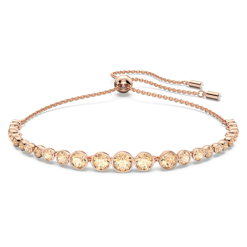 swarovski emily bracelet  mixed round cuts  pink  rose gold tone plated