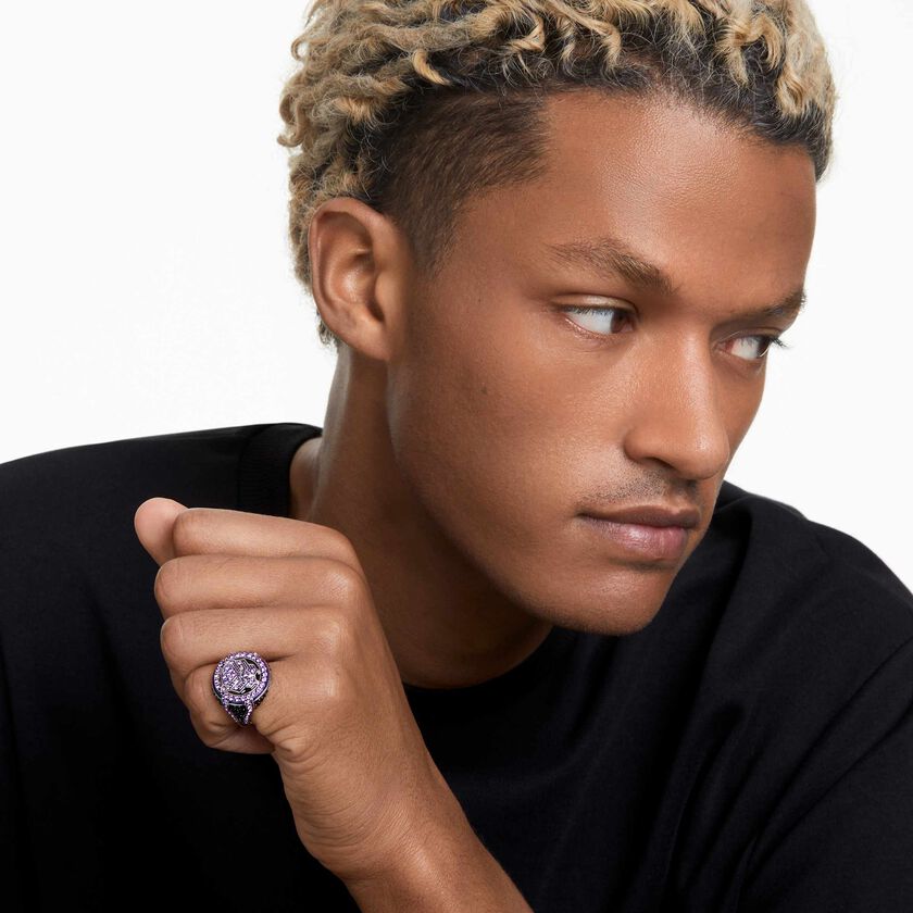 swarovski black panther ring  black panther  purple  rhodium plated