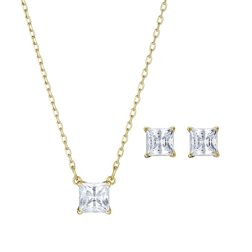 Attract Set, White, Gold-tone plated