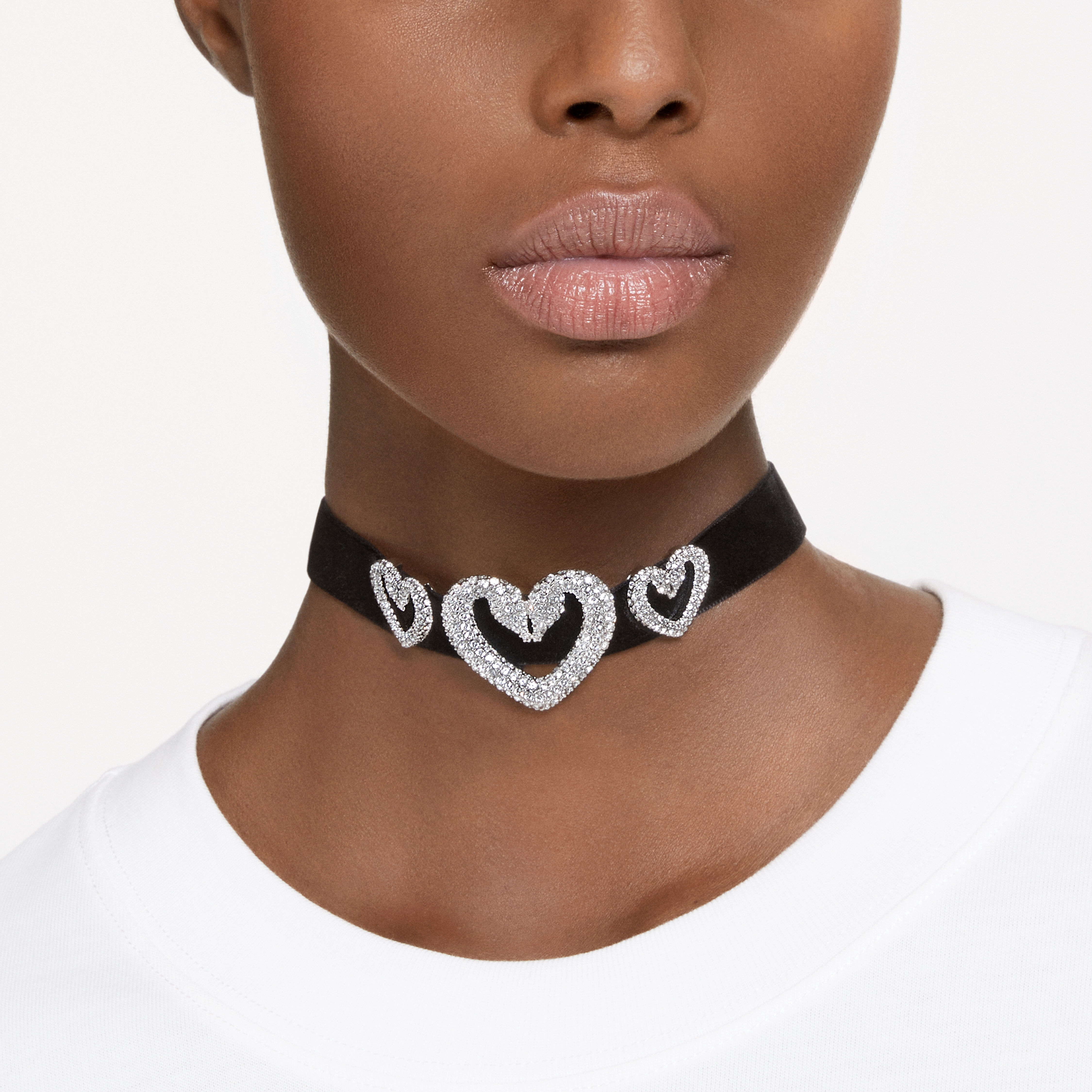 Una Choker Heart White Rhodium plated
