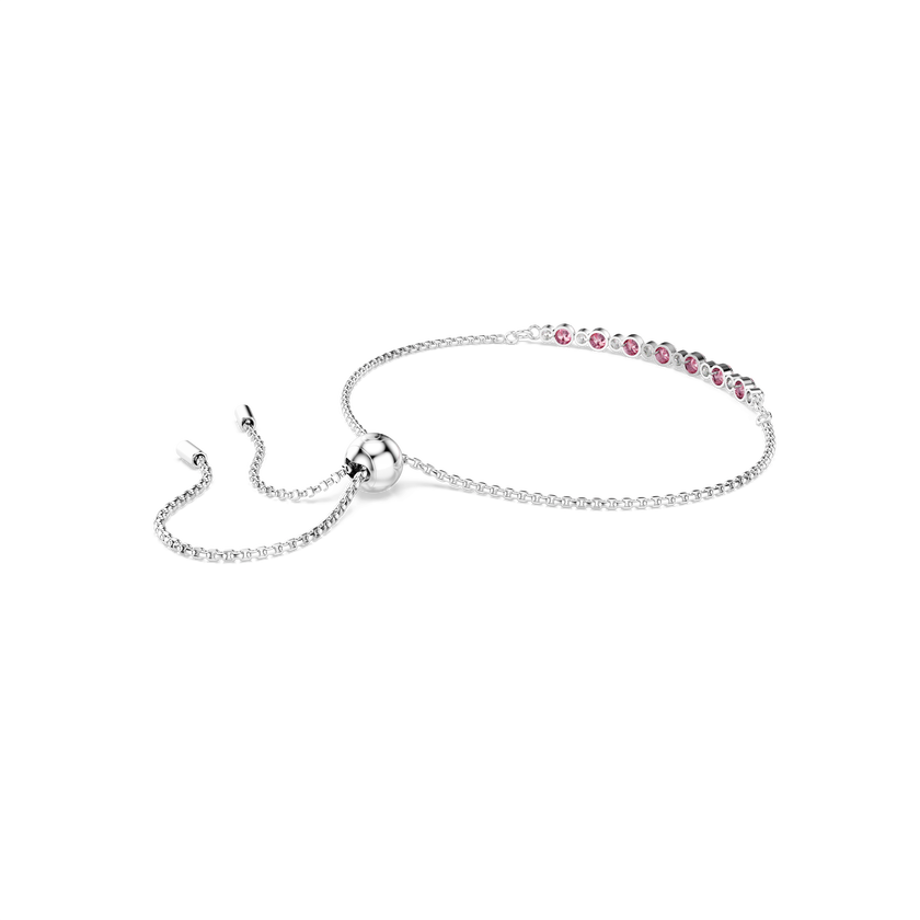 swarovski matrix bracelet  round cut  pink  rhodium plated