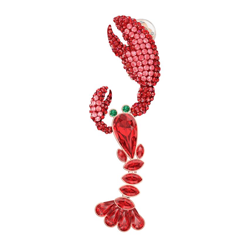 Ocean Lobster Clip Earrings, Multi-colored, Rose gold plating