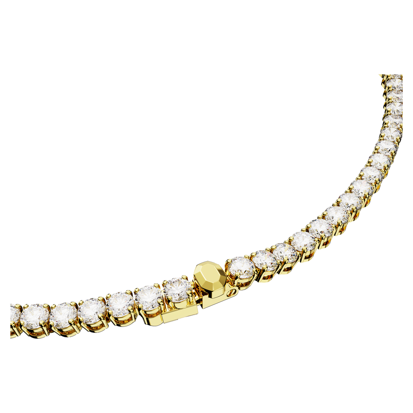 swarovski matrix tennis necklace  round cut  white  gold tone plated