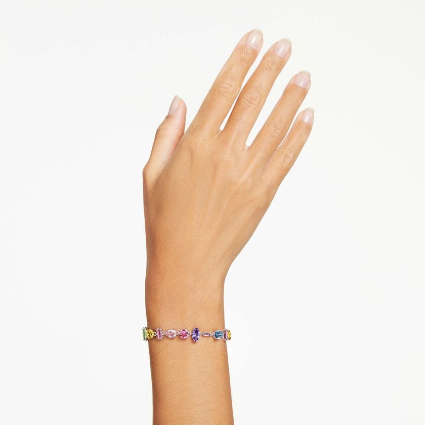 swarovski gema bracelet  mixed cuts  multicolored  rhodium plated