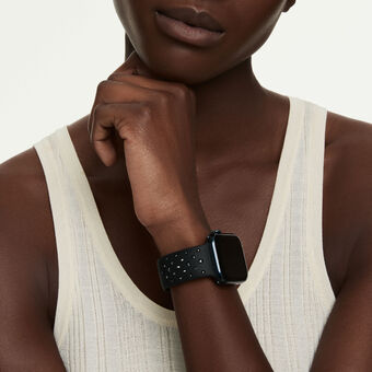 swarovski watch strap  silicone with stitching  black  stainless steel
