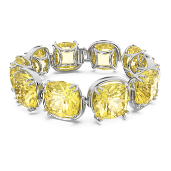 Harmonia bracelet, Cushion cut crystals, Yellow, Rhodium plated swarovski harmonia bracelet cushion cut crystals yellow rhodium plated