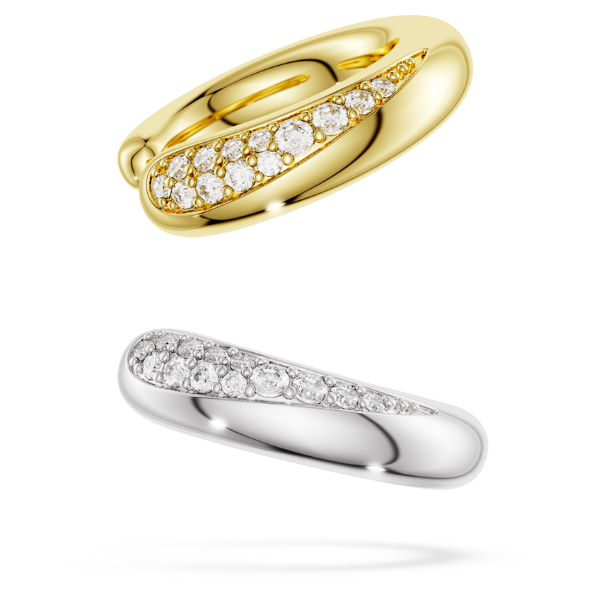 swarovski classica ear cuffs  round cut  white  sterling silver  18k gold finish