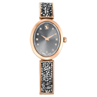 swarovski crystal rock oval watch swiss made crystal bracelet gray rose gold tone finish