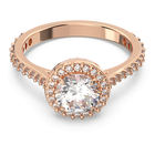 swarovski una angelic cocktail ring round cut pav white rose gold tone plated