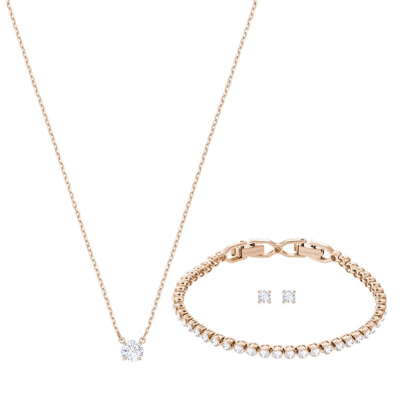 Attract Emily Set, White, Rose-gold tone plated