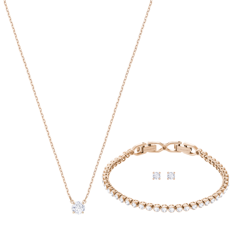Attract Emily Set, White, Rose-gold tone plated