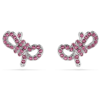 swarovski lifelong bow stud earrings bow pink rhodium plated