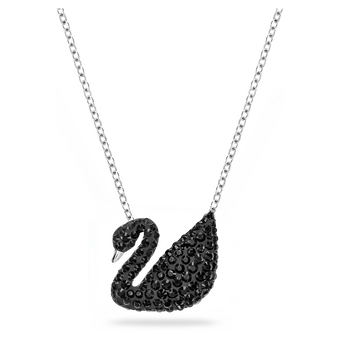 swarovski iconic swan pendant  black  rhodium plated