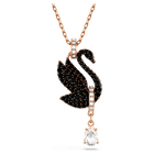 swarovski swan pendant swan black rose gold tone plated