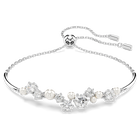 swarovski constella bangle crystal pearl round cuts white rhodium plated
