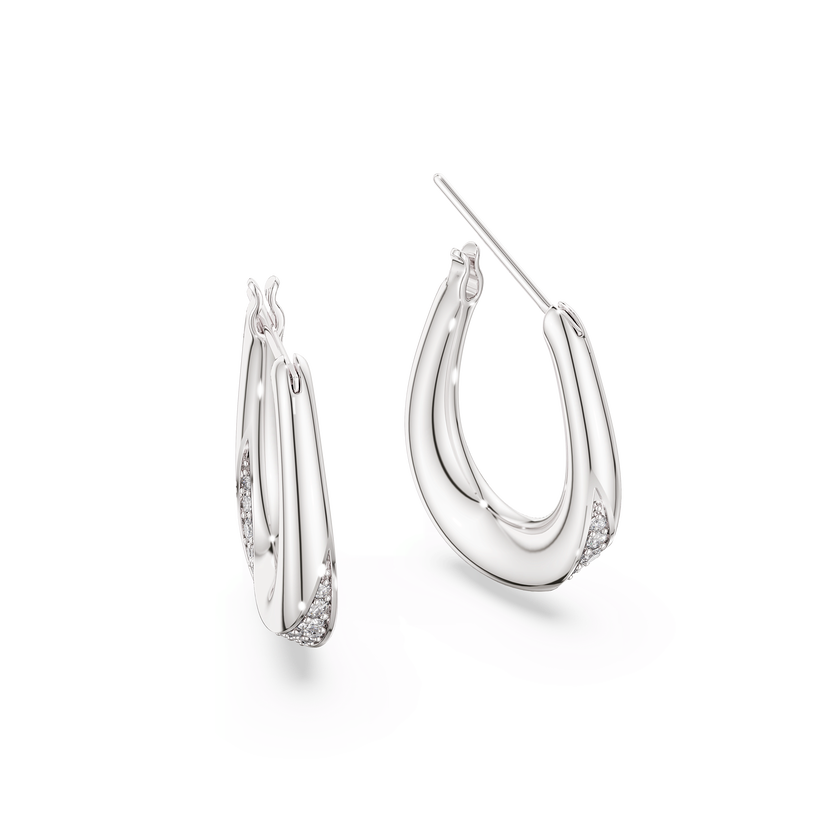swarovski classica hoop earrings  round cut  small  white  sterling silver