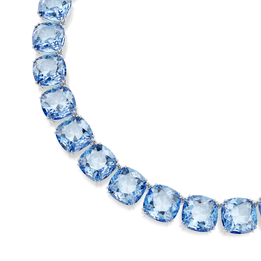 swarovski millenia necklace  cushion cut  blue  rhodium plated