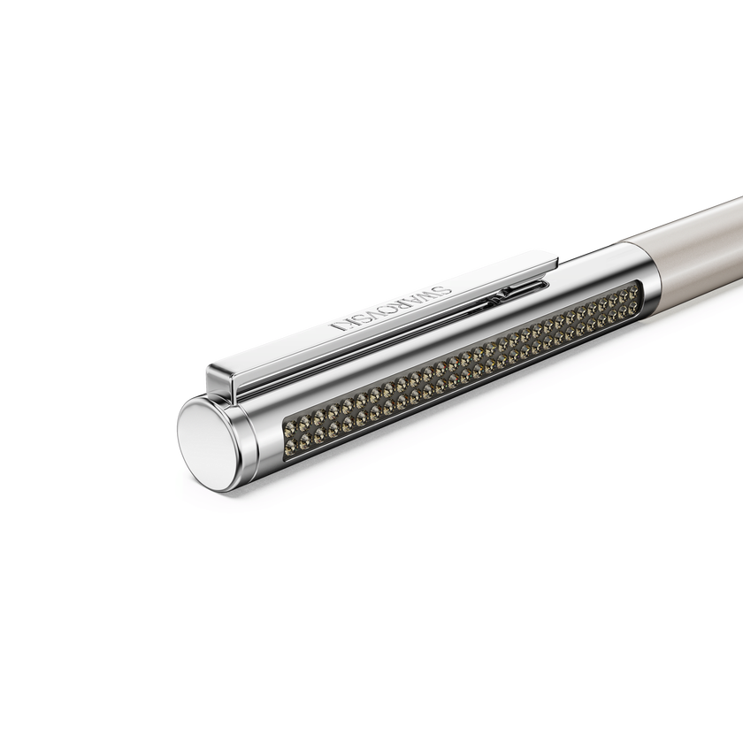 swarovski matrix tennis ballpoint pen  beige lacquered  chrome plated