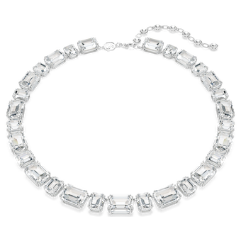swarovski millenia tennis necklace  octagon cut  white  rhodium plated