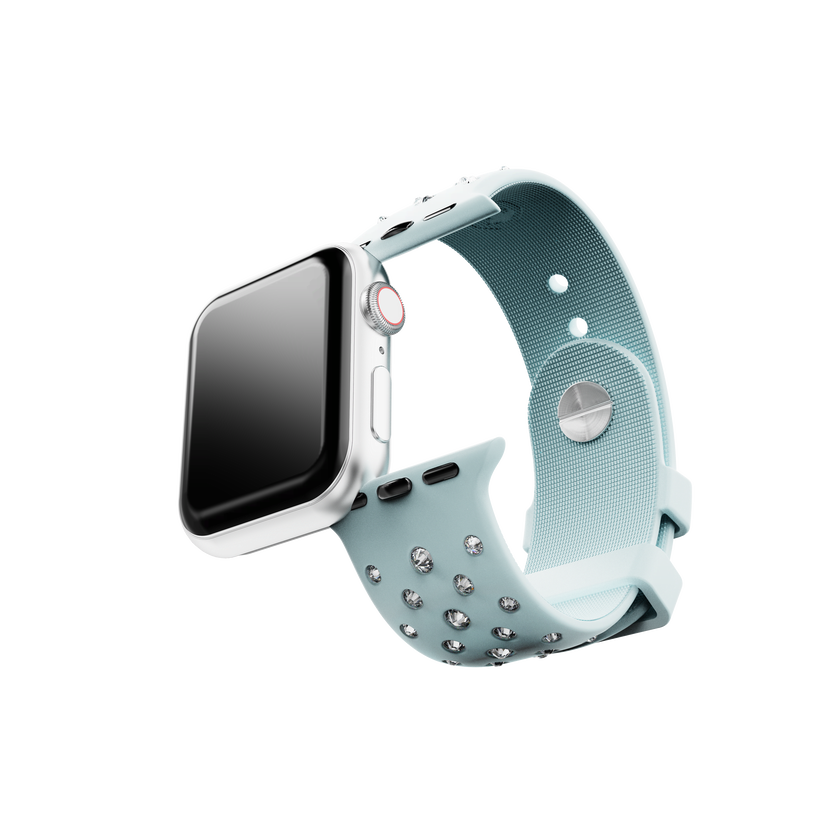 swarovski watch strap  silicone with stitching  green  stainless steel
