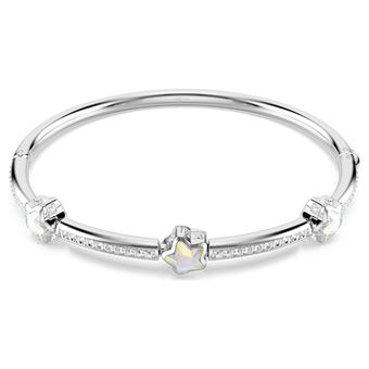 swarovski chroma bangle  mixed cuts  star  white  rhodium plated