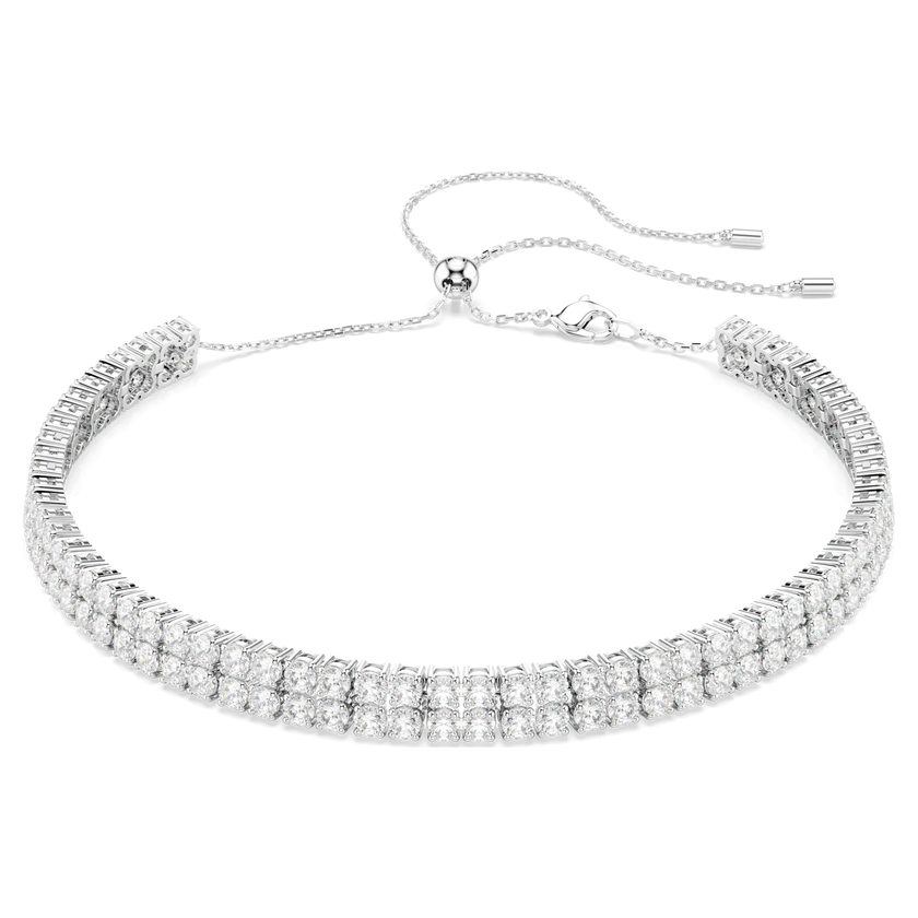 swarovski matrix choker  round cut  white  rhodium plated