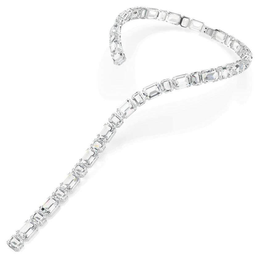 swarovski millenia tennis necklace  octagon cut  white  rhodium plated