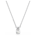 Millenia pendant, Pear cut, White, Rhodium plated