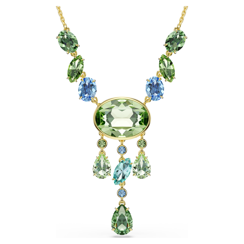 swarovski gema y necklace  mixed cuts  multicolored  gold tone plated