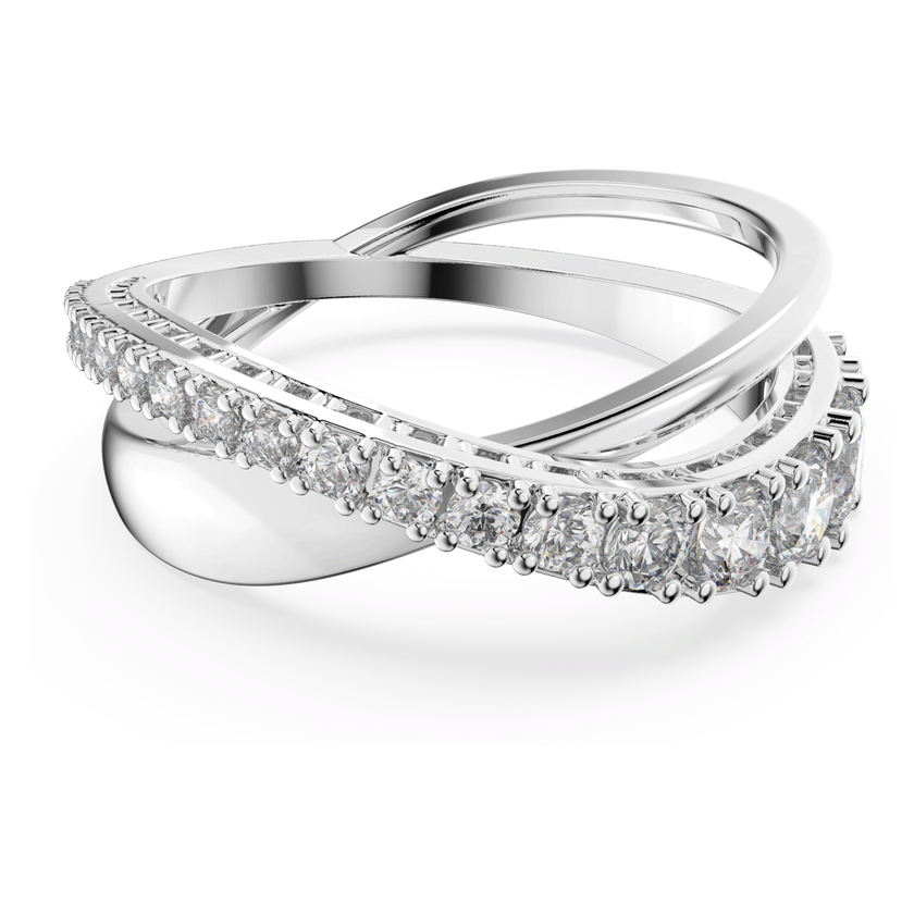 swarovski hyperbola ring  round cut  white  rhodium plated