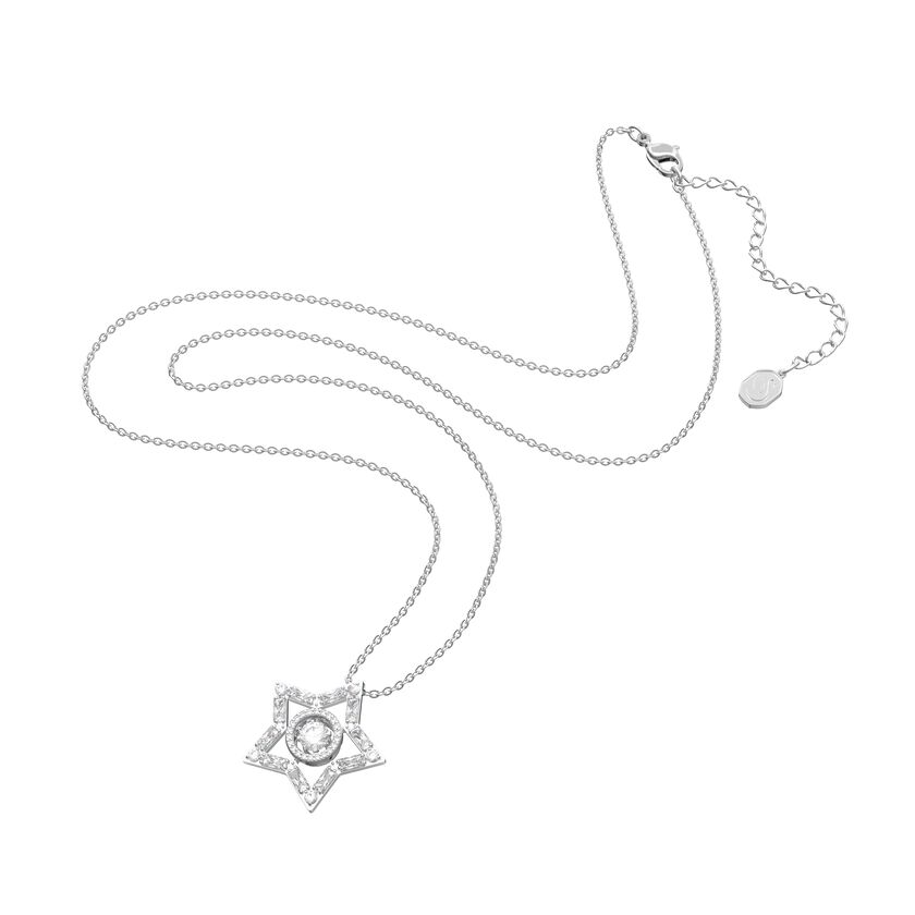 Stella pendant, White, Rhodium plated