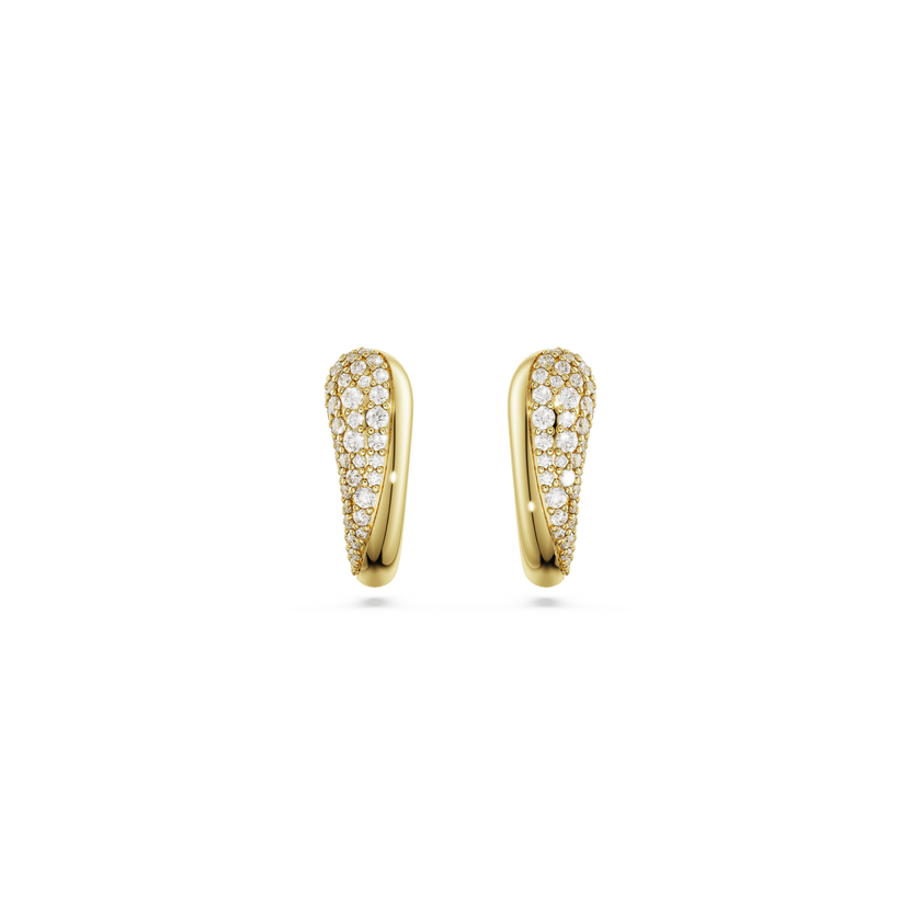 swarovski classica hoop earrings  round cut  white  sterling silver  18k gold finish